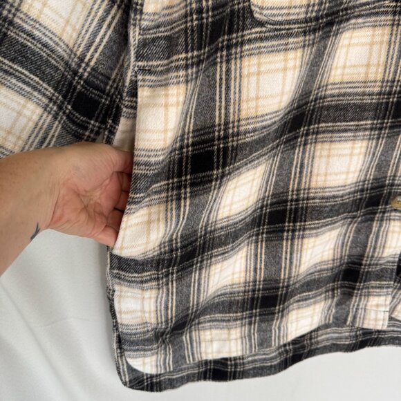 Banana Republic Flannel Black Ivory Plaid Long Line Oversized Shacket Size XL - Picture 5 of 15